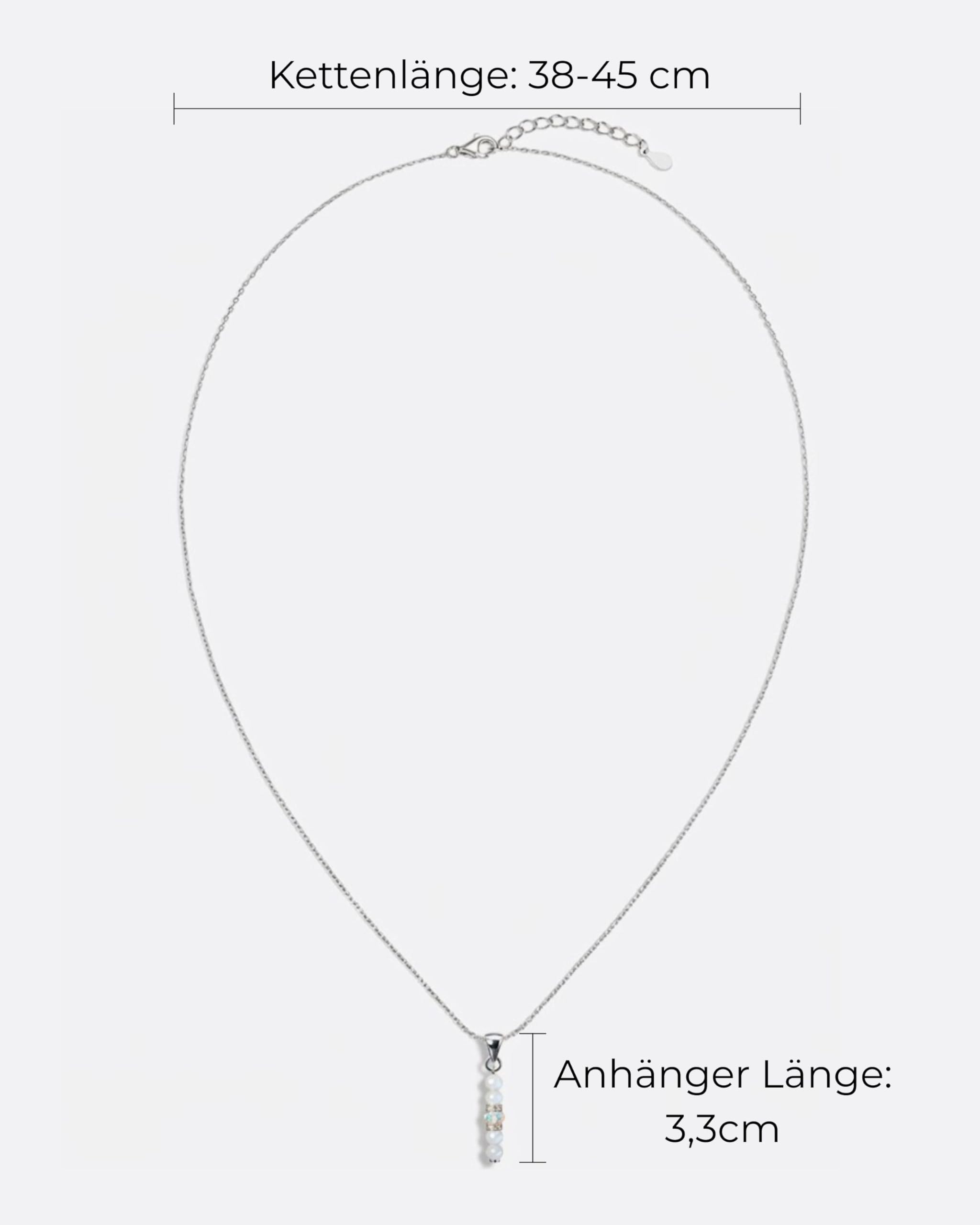Halskette aus Naturstein und Opal für Damen - Handgefertigt aus 925er Sterling Silber, Verstellbarer Verschluss für Stressabbau und Alltagstragen - 45 cm, Geschenkbereit