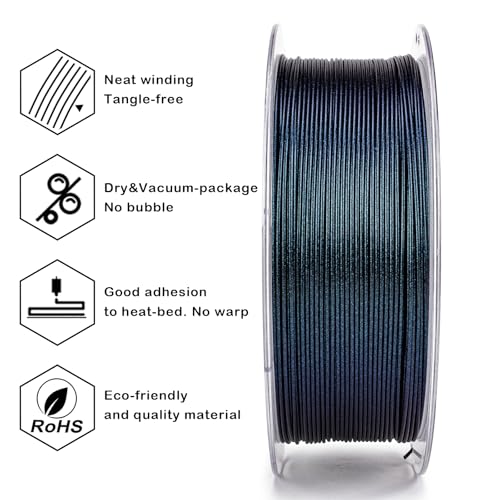 Image of ZIRO Glitter PLA Filament 1.75mm, 3D Printer Filament Super Sparkle PLA, Chameleon Series 3D Printing Material, 1kg Spool, Fit Most FDM Printers, Dimensional Accuracy + /-0.03mm, Moonlit Teal Luster