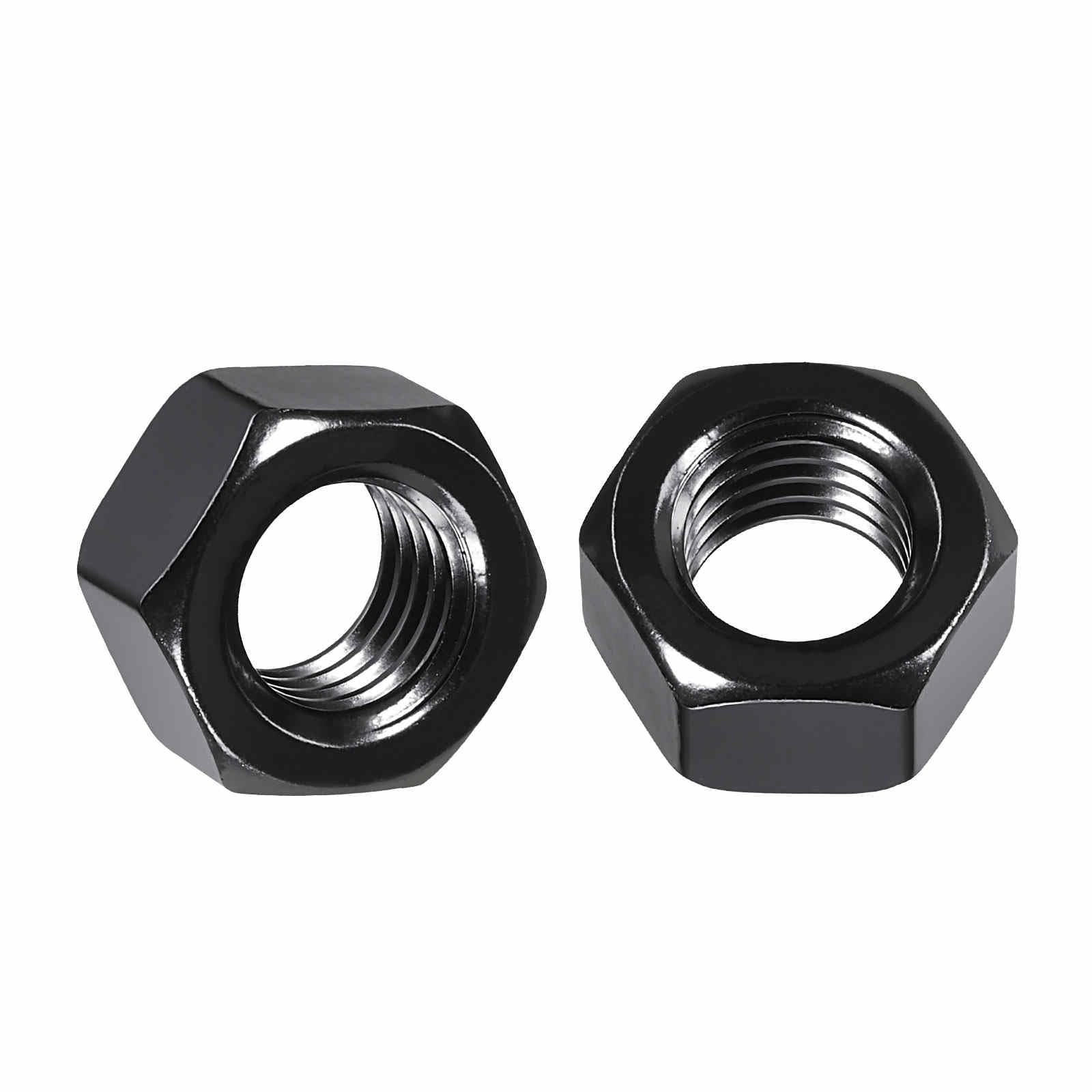 Kozelo 100pcs Hex Nuts - [1/2"-13] 304 Stainless Steel (A2-70) Hardware Standard Inch Coarse Thread Metal Nuts for Heavy Structural Machinery Fastening, Black Oxide Finish, Black