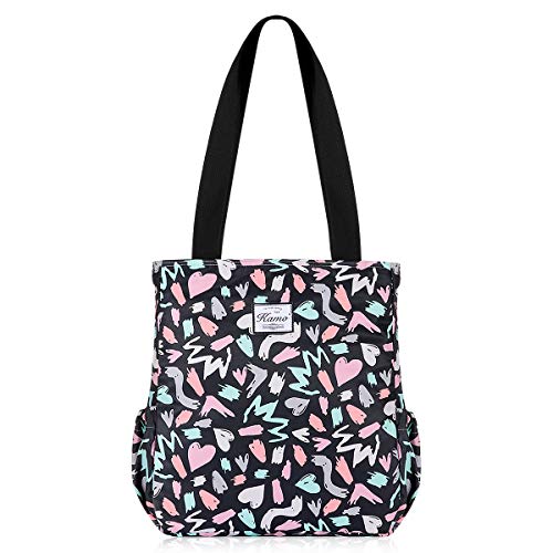 Image of KAMO Floral Tote Bag - Waterproof Lightweight Handbags Travel Shoulder Bag for Hiking Yoga Gym Swimming Travel Beach