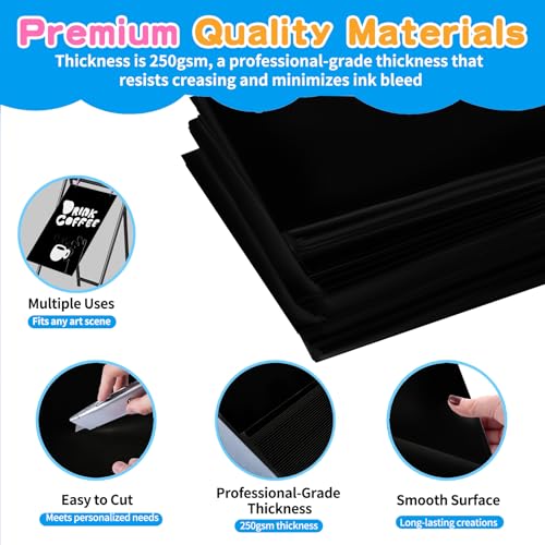 Image of Black Poster Board Paper, 30 inchx40 inch Poster Sheets, 30 Sheets | Extra Large Size, 250GSM /92LB Heavy-Weight, Blank Poster Paper Bulk for Projects, Presentations, Displays, Signs, Crafts