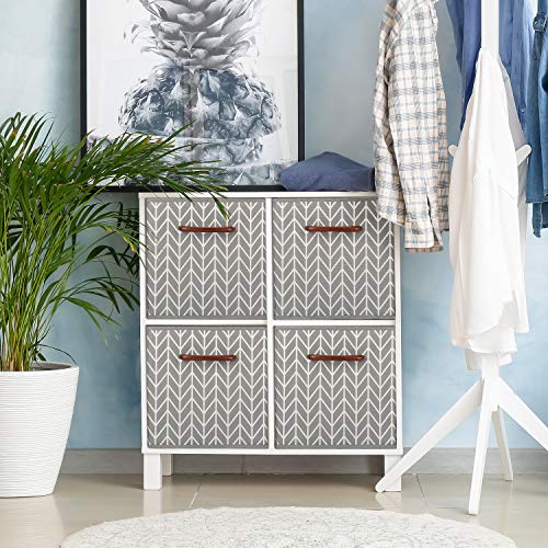 MaidMAX Fabric Storage Bins - Collapsible Organizer Cubes - Shelf Baskets Containers with Wooden Handles for Home Closet Bedroom Drawers Organizers Grey Branches, Set of 6, 10.5×10.5×11 inches - Thumbnail 3