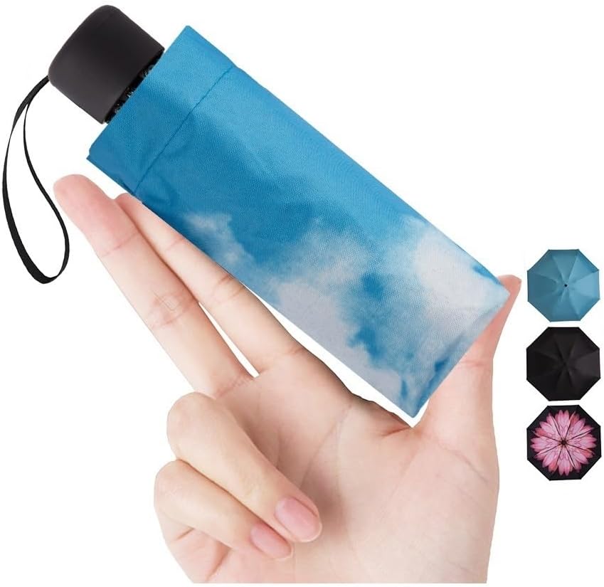 Goothdurs Mini Travel Compact Windproof Umbrella - Small Folding Lightweight Sun & Rain Umbrellas with 95% UV Protection for Women Men