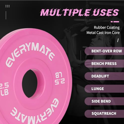 Image of EVERYMATE Change Weight Plates 1.25LB 2.5LB 5LB Set Fractional Olympic Bumper Plates for Cross Training Steel Insert Strength Training