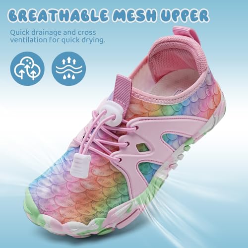 WateLves Toddler/Little/Big/Kid Water Shoes Wide Barefoot Aqua Athletic Sneakers Girls Boys Hiking Beach Swim Fast Dry Shoes Built-in Heel Grips2