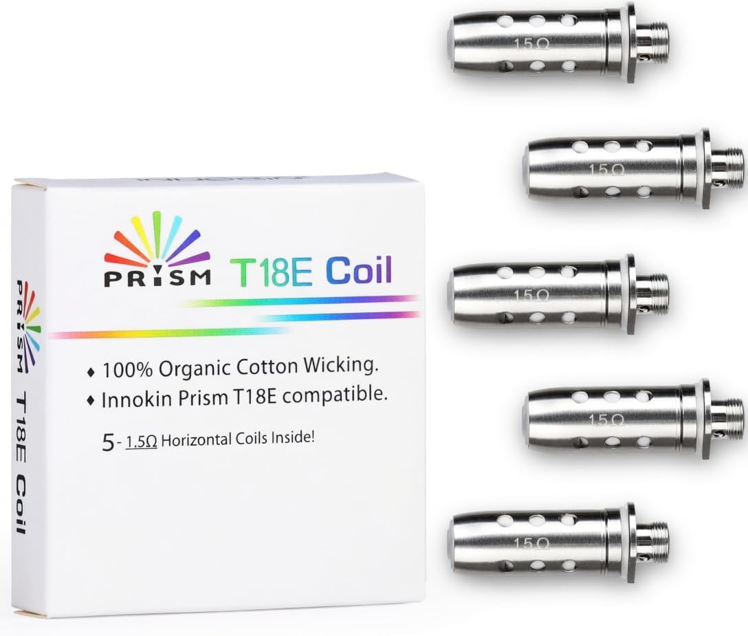 INNOKIN T18E Coils 1.5 Ohm [Pack of 5] - Replacement Coil for Endura T18II Starter Kit, Endura T18E Vape Pens, UK 2ml Tank, No Nicotine