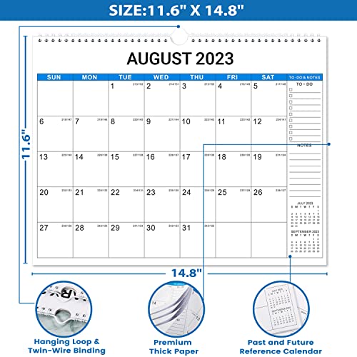 2023-2024 Wall Calendar - 18 Monthly Wall Calendar, Jul. 2023 - Dec. 2024, 15" X 11.5", Large Blocks With Julian Dates, Twin-Wire Binding, Suitable For Hanging On The Wall #TOP4