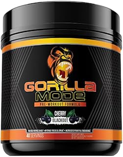 Gorilla Mode Pre Workout - Massive Pumps · Laser Focus · Energy · Power - L-Citrulline, Creatine, GlycerPump™, L-Tyrosine, Agmatine, Kanna, N-Phenethyl Dimethylamine Citrate - 604 Grams (Cherry)