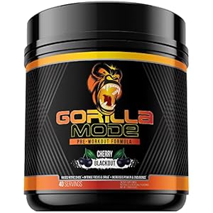 Gorilla Mode Pre Workout – Massive Pumps · Laser Focus · Energy · Power – L-Citrulline, Creatine, GlycerPump™, L-Tyrosine, Agmatine, Kanna, N-Phenethyl Dimethylamine Citrate – 604 Grams (Cherry)