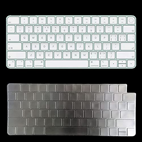 Image of Keyboard Cover Skin for 2021 Apple iMac 24 inch Magic Keyboard with Touch ID or Lock Key, TPU Ultra Thin Protective Keyboard Protector for New iMac 24 inch A2449 A2450 (Keyboard Cover, Clear)