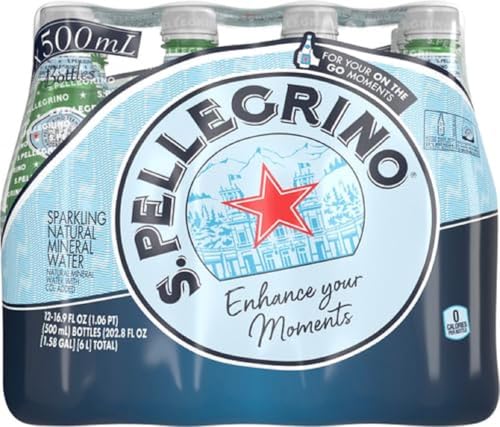 Image of S.Pellegrino Sparkling Natural Mineral Water, Plastic Bottles, 16.9 Fl Oz (Pack of 24)