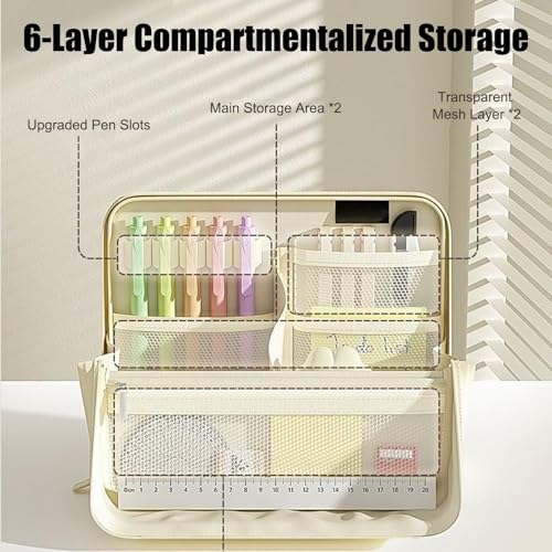 Grande trousse à crayons avec plusieurs compartiments d'école et bureau - 6