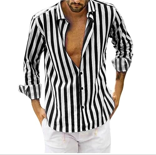 Chemise décontractée à rayures pour hommes coupe régulière en tissu respirant