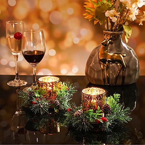 Skylety SE-SKYLETY-464195 8 Pieces Christmas Candle Holders Glass Tealight Holder Decorative Candle Holder thumb #2