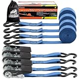 XSTRAP STANDARD Ratchet Tie Down Straps - 4 Pk - 10 Ft- 300 Lbs Load Cap- 900 Lbs Break Strength-Car