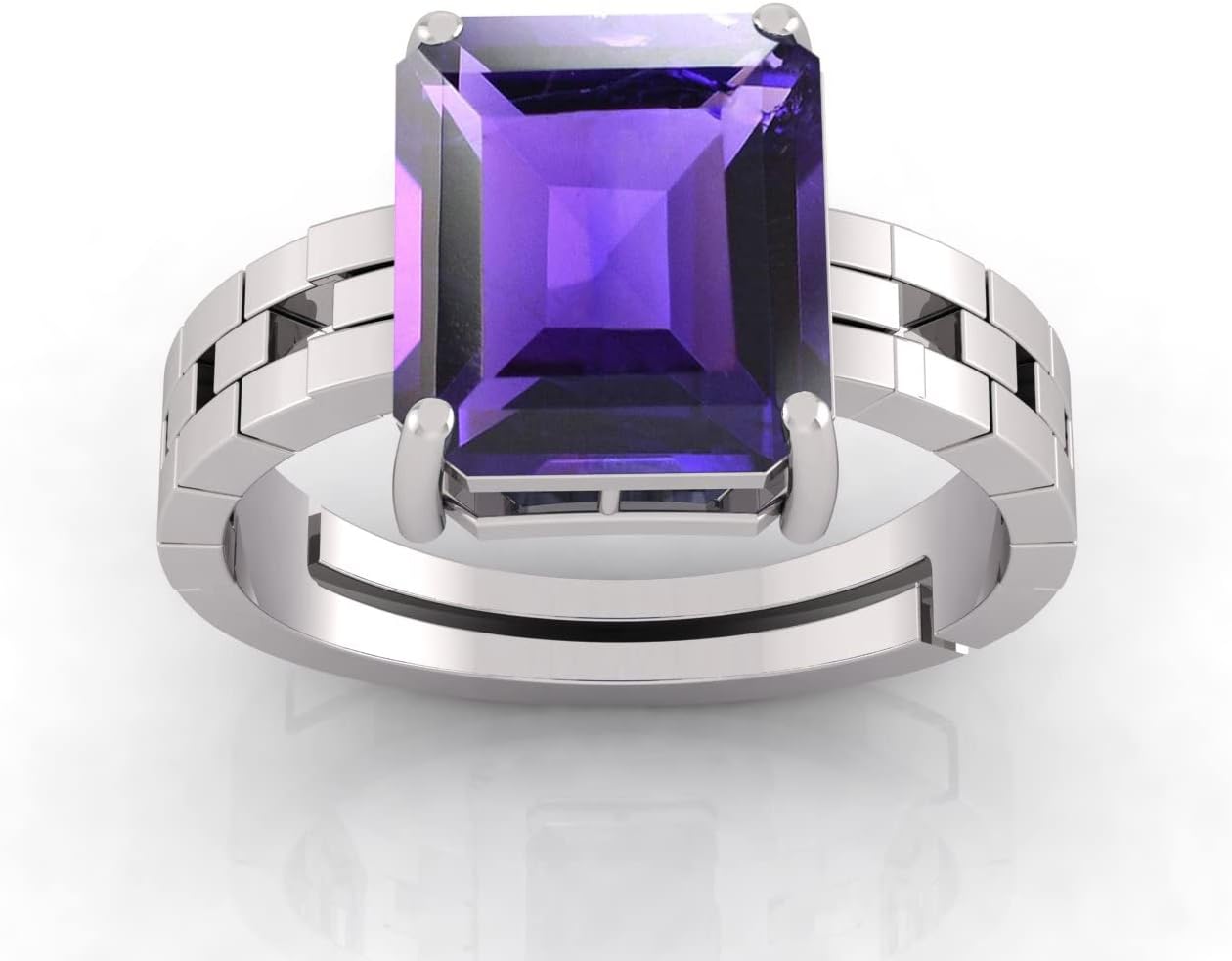 TODANI JEMS 9.25 Ratti 8.60 Carat Amethyst Adjustable Ring Original and Certified Natural Katela/Jamunia Ring for Men and Women