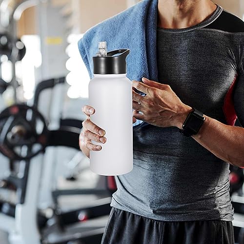 VEGOND 32 oz Insulated Water Bottle Bulk Stainless Steel Metal Water Bottles with Leak Proof Straw Lid & Spout Lid, Wide Mouth Double Walled Vacuum Travel Sports Bottle, 8 Pack by VEGOND - Image 7