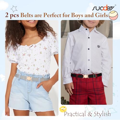 SUOSDEY 2 Pcs Kids Belt for Boys Girls Toddler Adjustable Elastic waist Belt for Back to School2