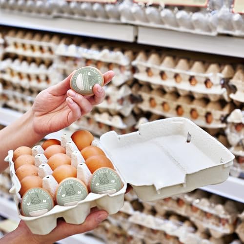 Colarr 500피스 Farm Fresh Eggs 카톤 스티커 5.1cm(2인치) 계란 씻지 않은 라벨 — 사진 4