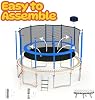 Trampolín Recreativo con Capacidad 1500LBS, Diseño Sin Espacios, 8 10 12 14 15 16 FT, con Red de Protección, Estacas para Viento y Aro de Baloncesto, Aprobado ASTM, Perfecto para Familias en el Jardín 8