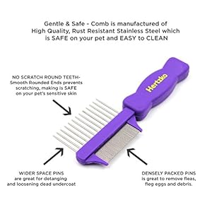 Hertzco Double-Sided Comb Hair Brush & Dog/Cat Grooming Kit – Closely Spaced Metal Pins – Detangling, Dog Combs, & Round Brushes – Hair Comb Tool (Double-Sided)