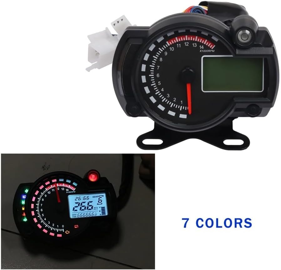 Motorcycle Speedometer Gauge Motorcycle Digital Gauge Indicator Tachometer 15000RPM Odometer Velocimetro Meter Dashboard Universal Digital Tachometer
