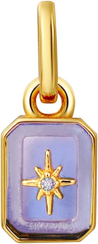 CAITLYNMINIMALIST 18K Gold Plated North Star Birthstone Charm Mini Gemstone Pendant Gift for Women