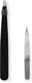 Amazon Basics 4-Piece Eyebrow Grooming Kit with Scissors, Tweezers, Spoolie Brush for Shaping at Home, Black