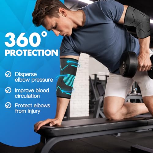 TOVIKI 2 Pack Elbow Support for Men & Women, Elbow Brace Compression Sleeves Support for Tennis, Golfers, Tendonitis, Weightlifting, Gym, Joint Pain Relief (L) - Image 6