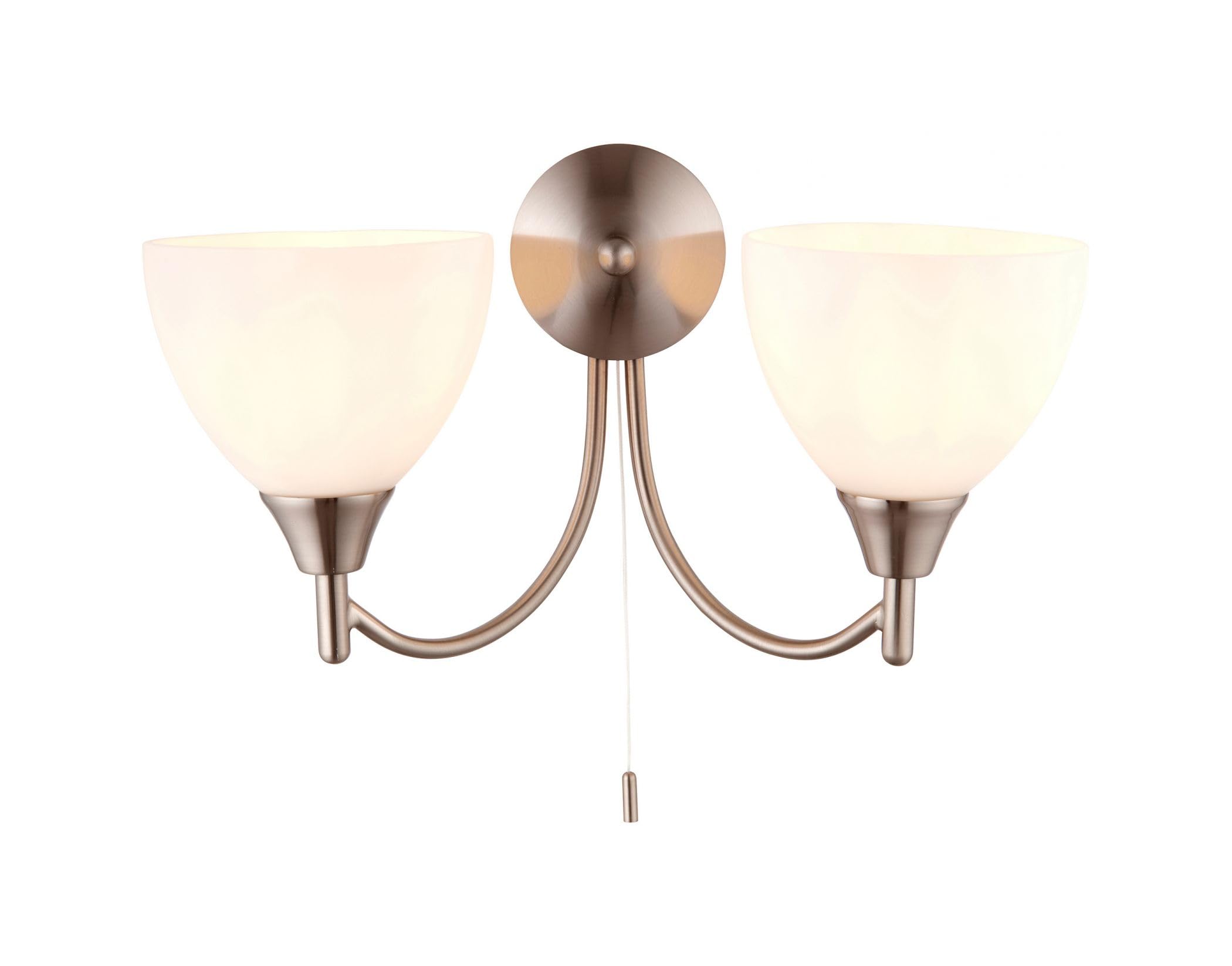 Endon Satin Chrome Alton Classic Twin E14 Dimmable Pull Cord Switch Wall Light Uplighter