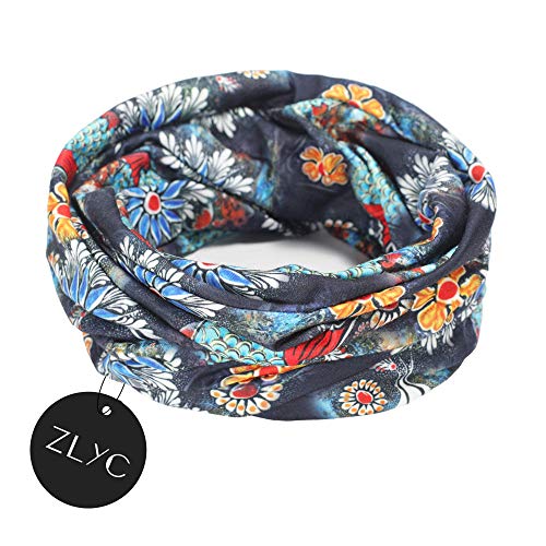 Zlyc Women Fashion Slouchy Beanie Hat For Summer Stretch Infinity Scarf Headwear Skull Cap (Floral Black) #TOP5