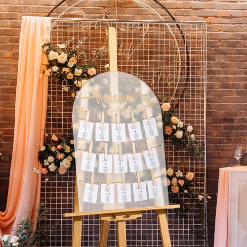 RattanView Wedding Seating Chart Board 24 x 18 Inch Frosted Acrylic Find Your Seat Decal Find Your Seat Sign Blank Seating Chart Display with 3 Ropes and 20 Wooden Clips for Wedding Reception - Thumbnail 3
