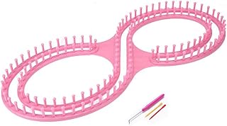 WAYION 55" Afphgan Serenity Loom Knitting Board Weave Loom Kit with Step by Step Instructions Great for The Experienced Loom Knitter(Blue/Pink) (Pink)