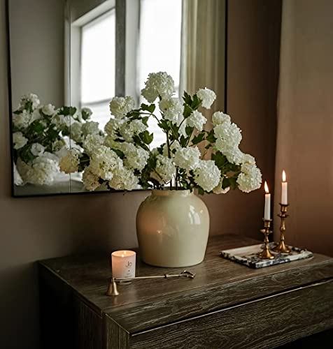 Annie&Panda 3 Pack White Artificial Hydrangea Flowers, Silk Flowers Snowball Hydrangea Realistic Fake Hydrangea Flowers Bouquet 24'' Tall For Wedding Party Office Home Desk Farmhouse Room Decor #TOP3