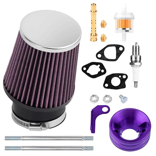 Image of 212cc Upgraded Air Filter Adapter Kit for Predator 196cc 212cc for Baja Motorsports MB165 for Coleman BT200X CT200U KT196 6.5Hp Clone Engine Mini Bike Go Kart -Purple