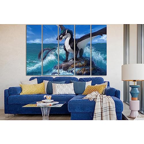 Dragon Sea Rock Lienzo Decorativo ZELLART de 5 Piezas para transformar tu salón en un espacio épico