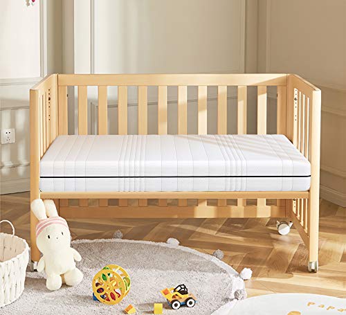 Dourxi Baby Crib Mattress and Toddler Bed Dual Sided | With 100% Washable and Breathable 3-D Spacer Cover, High Density Firm Foam Side for Infants and Cooling Gel-Infused Memory Foam Side for Toddlers