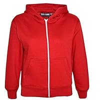 A2Z 4 Kids Girls Boys Classic Plain Full Zip-Up Hooded - Hoodie Plain Red 9-10