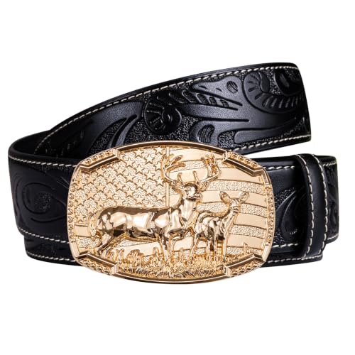 Image of Dubulle Mens Ratchet Belt Gold Click Buckle Adjustable Leather Belts