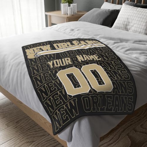 Image of ANTKING New Orleans Throw Blanket for Men Women Boy Custom Name and Number Gifts