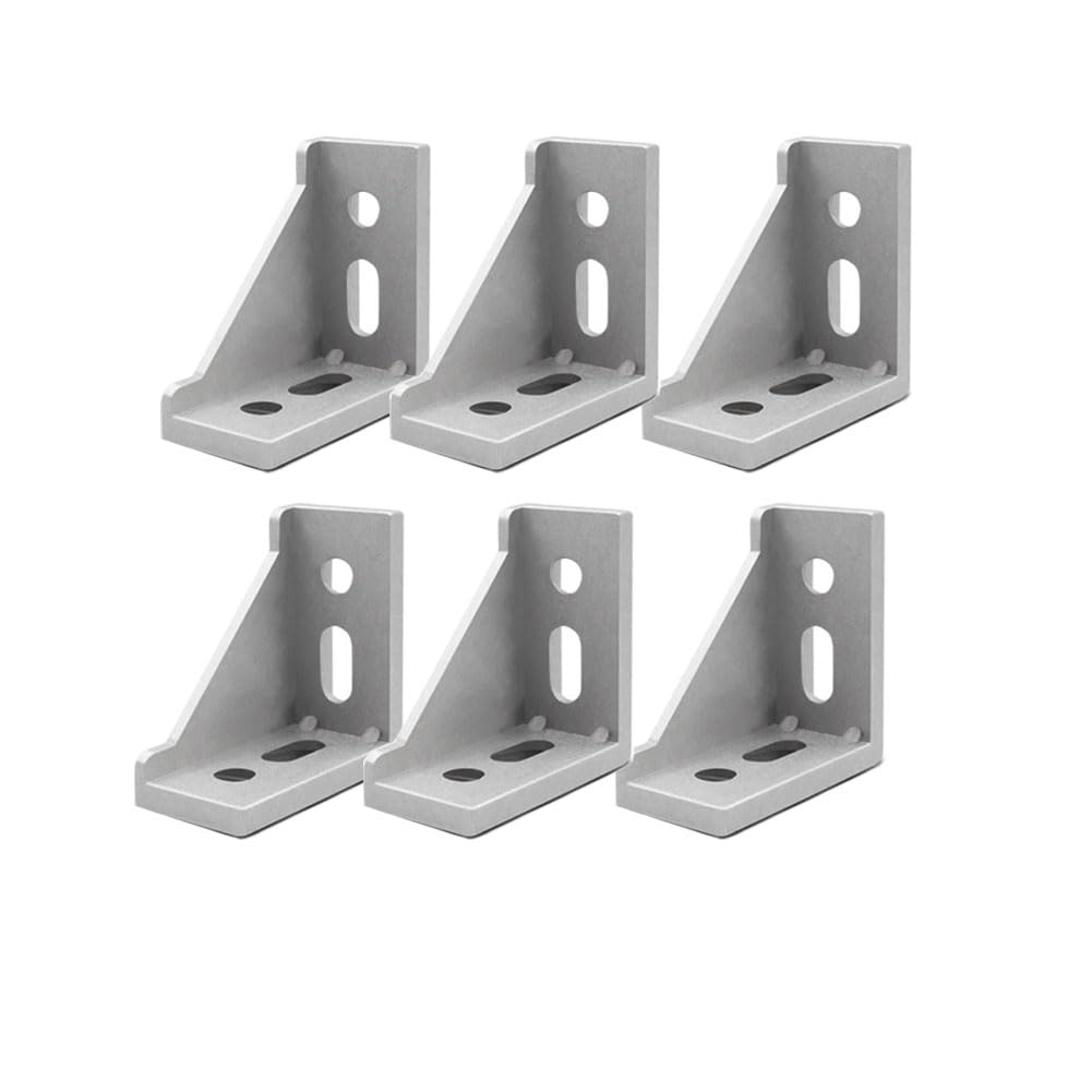 Lokatall Silver Right Angle Brackets, 6Pcs Corner Bracket L Shape Joint Brace Fastener 90 Degree Corner Connector 3060 Aluminum Extrusion Profile Hardware For Diy Projects Firmly Fix Profiles, 58X29x58mm
