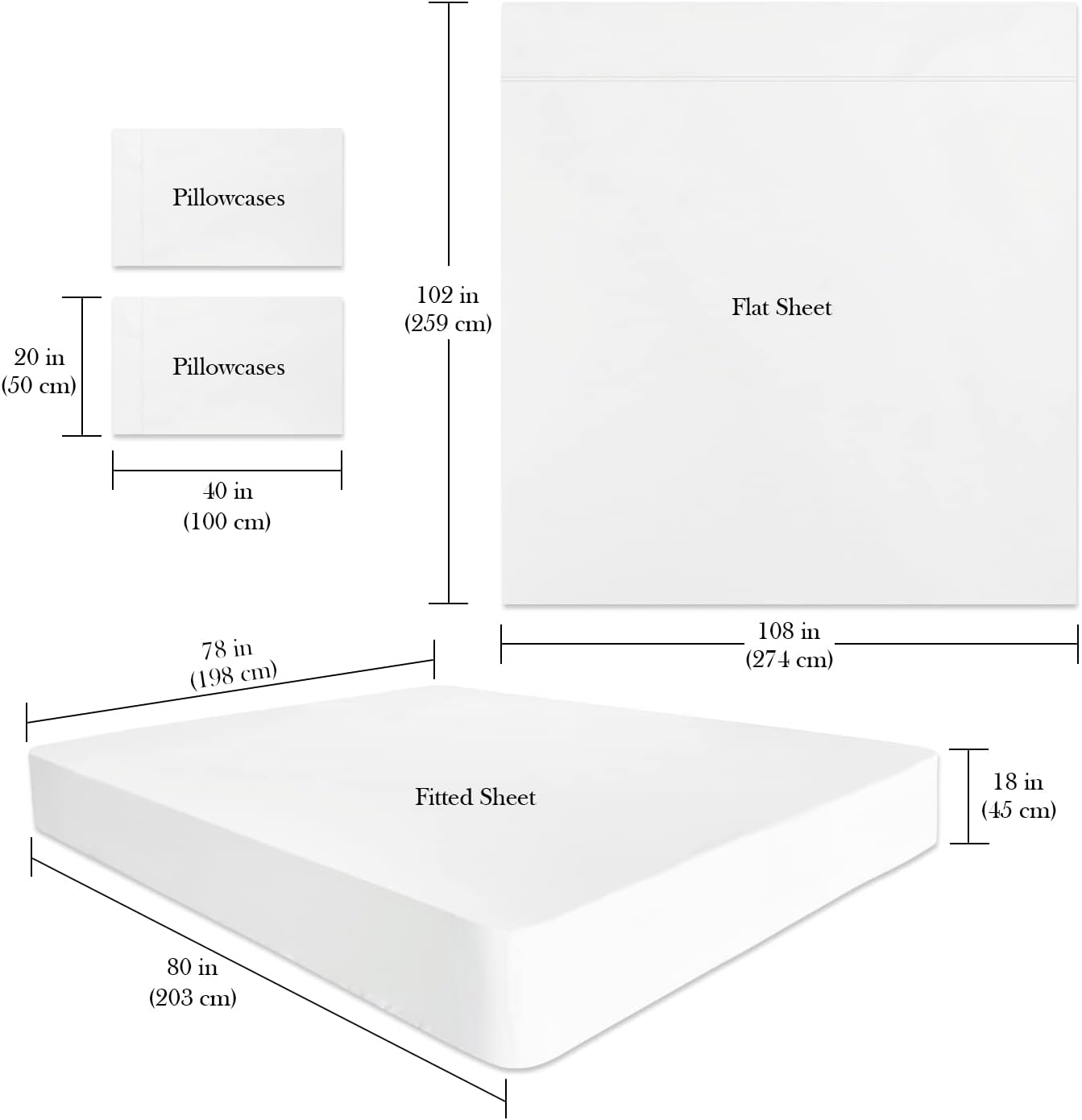 Bed Sheets for King Size Bed, Microfiber Silky Soft Breathable Cooling Sheet Set, 18 Inch Deep Pocket Fitted Sheet, Wrinkle Shrinkage and Fade Resistant Sheets and Pillowcase Set, White