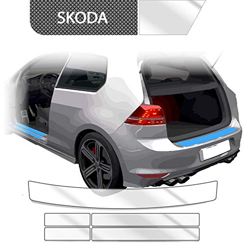 BLACKSHELL Ladekantenschutz + Einstiegsleisten Set inkl. Premium Rakel für Octavia 3 5E Kombi ab 2013 Transparent - passgenaue Lackschutzfolie, Auto Schutzfolie