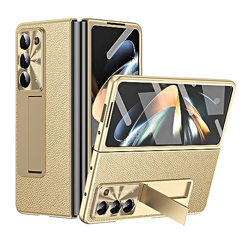 Coque Samsung Galaxy Z Fold 5 5G en polycarbonate fin doré avec protection d'écran