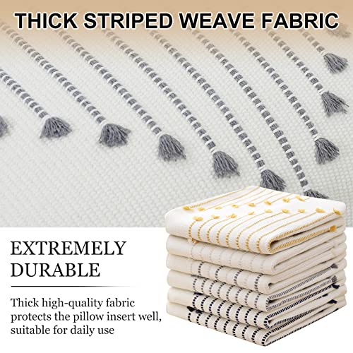 Mecatny Boho Throw Pillow Covers Grey And Cream White Pillow Covers 18X18 Set Of 2 Farmhouse Decorative Pillow Covers For Couch Sofa Living Room #TOP2