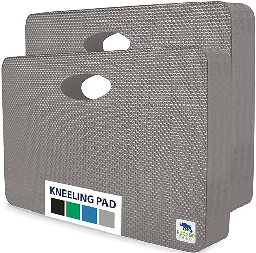 Rugged Rhino Heavy Duty Foam Patent Pending Kneeling Pad, Comfortable Thick Garden Knee Pads Resists Water, Durable and Shock Absorbent, Gardening, Mechanic Tools, Bathing Baby, 2 Pack, Slate Gray