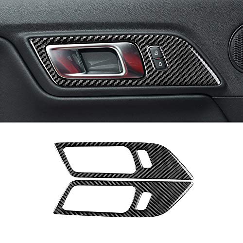 BLAKAYA Compatible with Sticker Carbon Fiber Interior Door Handle Trim Cover Accessories for Ford Mustang 2015 2016 2017 2018 2019 2022 2022 (2PCS Black)