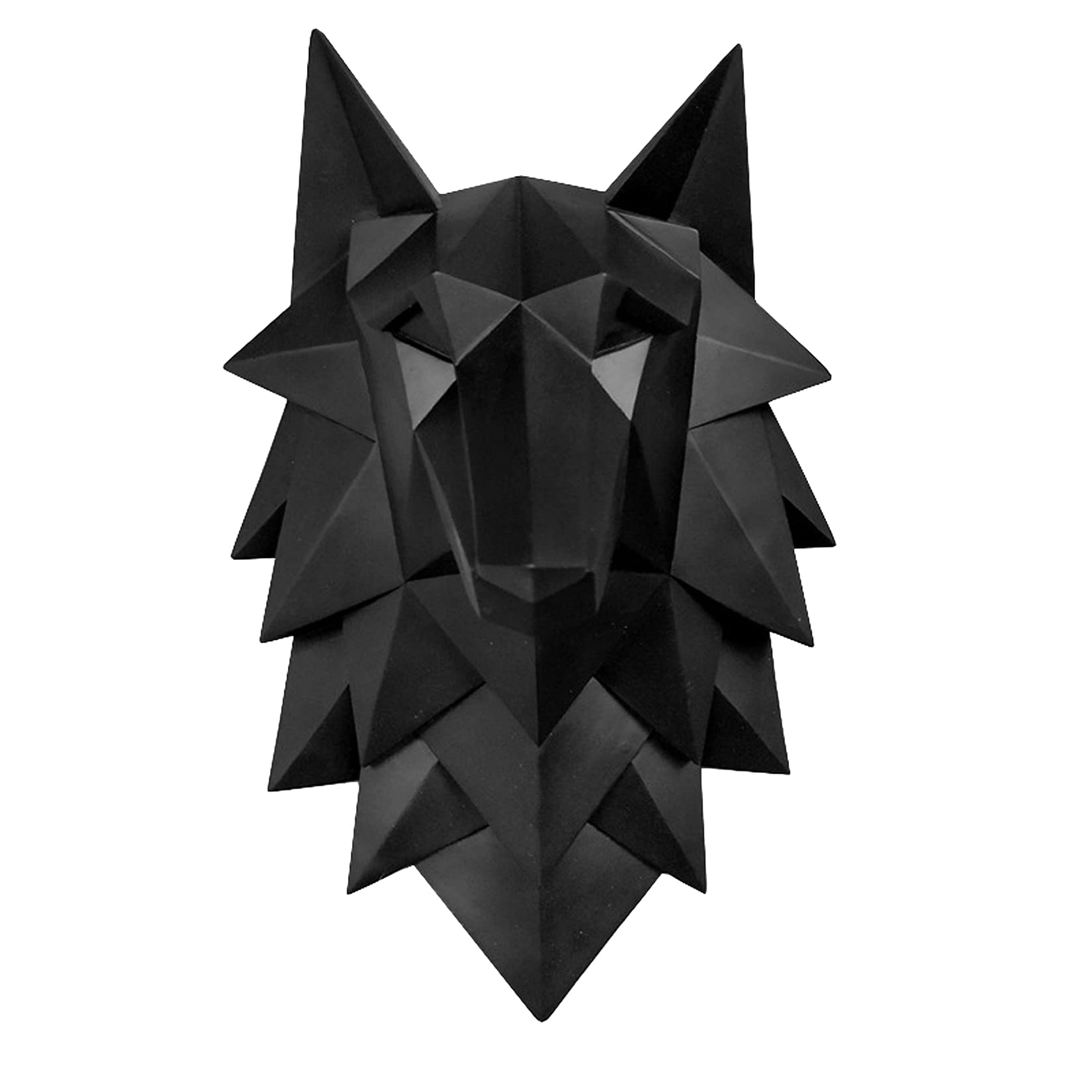 3D Wolfskopf Statue - skulptur deko -Abstrakte Skulptur -Moderne Minimalistische Harz Kunst -für Wanddekoration,Wohnzimmer, Bar, Cafe, Dekoration,Schwarz