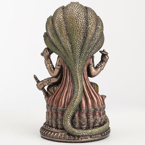 Escultura Vishnu Shesha en Resina con Acabado Bronce 3.75 pulg miniatura 4