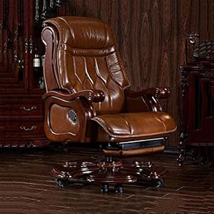 RedwineHigh Back Lederen Executive Swivel Verstelbare Draaibare Bureaustoel met armleuningen Lumbale Ondersteuning Bureau Ergonomische Stoel Thuis Kantoor Stoel Ligstoel Draaistoel Boss Stoel